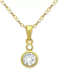 Ожерелье с подвеской-солитером из 18-каратного серебра с позолотой, украшенное кубическим цирконием, длина 16 дюймов + удлинитель 2 дюйма, эксклюзивно в Macy's Giani Bernini, gold