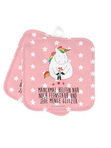 Mr. & Mrs. Panda Подставка под кружку с грустным единорогом и надписью пастельно-красного цвета