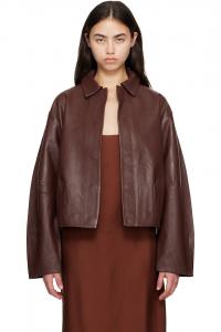 St. Agni Коричневая кожаная куртка-кокон