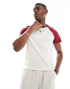 Футболка Cotton On реглан белого и красного цвета