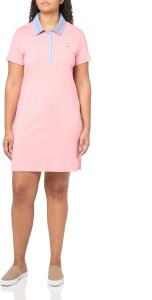 Женское платье-футболка с короткими рукавами и воротником от Tommy Hilfiger из хлопка, English Rose