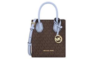 MICHAEL KORS Кожаная дорожная сумка mercer, женская сумка, кроссбоди regular темно-коричневая и синяя