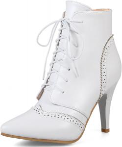 Женские ботильоны Quimeir на шпильке с заостренным носком и шнуровкой, Ivory #3
