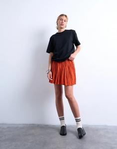 Юбка-мини Topshop с мятым узором, насыщенного оранжевого цвета