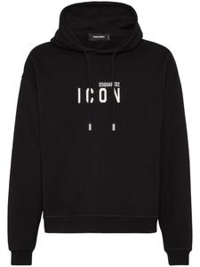 DSQUARED2 худи с кулиской и принтом Icon, черный