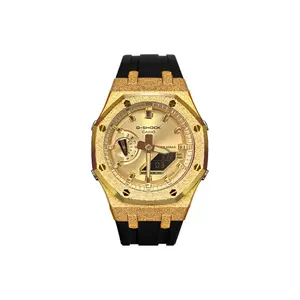 CASIO Ретрофит серия кварцевый механизм ремешок из резины часы унисекс циферблат gold