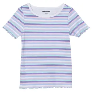 Футболка с короткими рукавами и ребристым узором для девочек 2–16 лет Lands' End, цвет lilac stripe