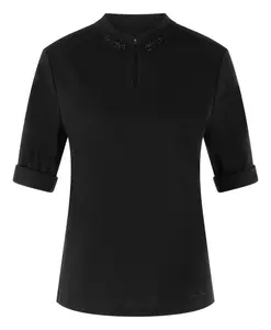 Рубашка с блестящими цветами Marc Cain, черный