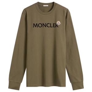 Хлопковая футболка с длинным рукавом Moncler, зеленый