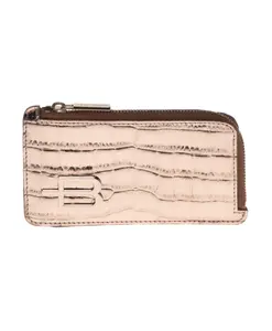 Кошелек из ламинированной платины под кожу крокодила Baldinini, желтый