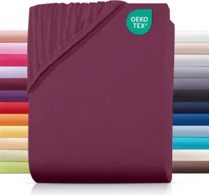 Простыня на резинке джерси 120х200 см из 100% хлопка, однотонная, цвет бордо Carpe Sonno