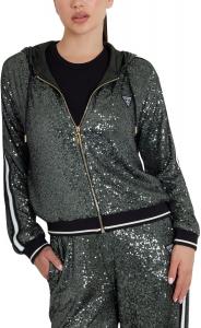 GUESS женская мини-свитшот с пайетками на молнии, Greenery