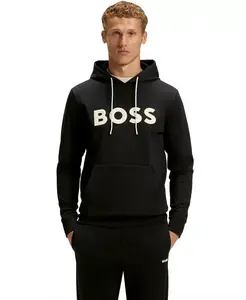 Мужская толстовка с логотипом из хлопковой смеси Hugo Boss, черный