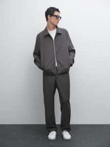 Брюки Total Look из смесовой шерсти Massimo Dutti, серый