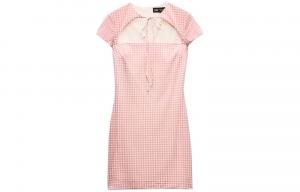 Короткое платье с короткими рукавами женское розово-белое ZARA