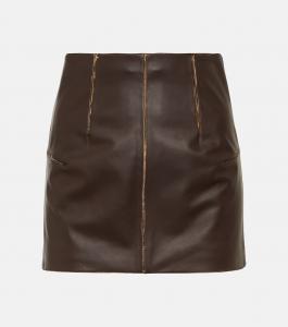 Кожаная мини-юбка Mm6 Maison Margiela, коричневый