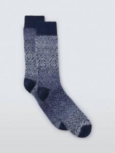 Носки из смеси хлопка и мохера с узором фэр-айл, сделано в Италии John Lewis, Blue