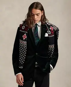 Мужской современный бархатный смокинг Polo Ralph Lauren, зеленый