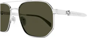 Солнцезащитные очки McQueen AM0458S зеленого цвета Alexander McQueen, 003 - Silver - Green