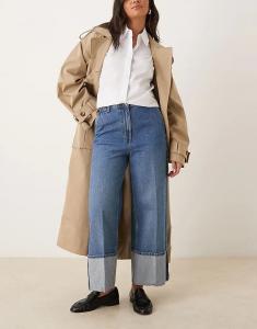 Джинсовые брюки ARKET с глубокими отворотами, чистого темно-синего цвета