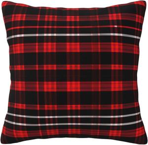 MDATT Декоративная подушка квадратная клетка красный черный Plaid Red and Black