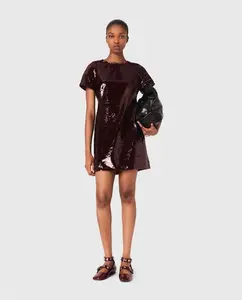 Короткое платье, вышитое пайетками Maje, бордовый