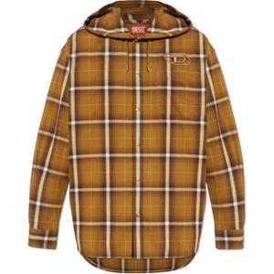 Рубашка S-Dewny-Hood-A Checked Shirt DIESEL, коричневый