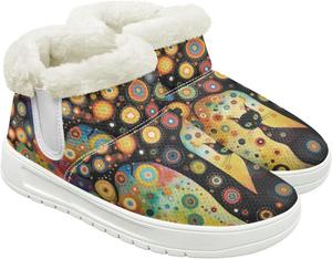 Quxjehoe Женские зимние ботинки для снега, утепленные, для улицы и дома, ботильоны до щиколотки, противоскользящие, для зимних прогулок, белая подошва, размер 6-13,5