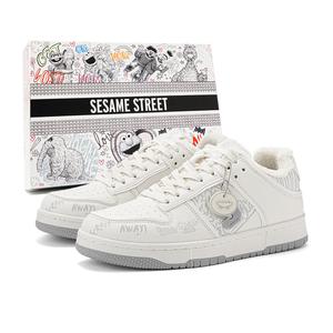 SESAME STREET Юнисекс скейтерские крю низкие экрю/черный экрю (с флисовой подкладкой), цвет Ecru (Fleece-Lined)