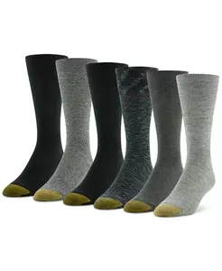 Мужские носки Cambridge, 6 пар, однотонные Gold Toe, мультиколор