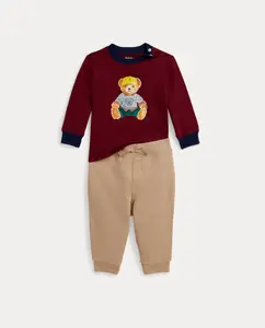 Детский комплект для мальчика с футболкой Polo Bear и велюровыми штанами Polo Ralph Lauren, многоцветный