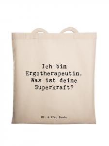 Сумка-шоппер с надписью Суперэрготерапевт кремового цвета Mr. & Mrs. Panda