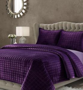 Комплект постельного белья Florence Velvet Solid Oversized Quilt Set, Twin Tribeca Living, фиолетовый