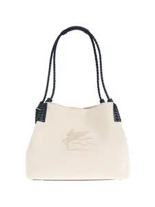 Сумка-тоут среднего размера Libra с плетеной ручкой Etro, бежевый