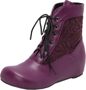 Элегантные женские ботильоны на танкетке с вышивкой, с передними шнурками и низким каблуком XIEPP, Purple