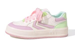 Кеды, скейтборд обувь женская низкая бежевый/зеленый/розовый Feiyue