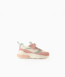 Детские спортивные кроссовки для девочек с подсветкой и застежкой-липучкой Zippy, розовый