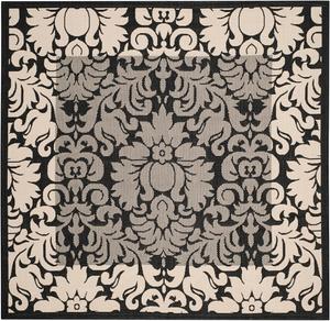 Ковер SAFAVIEH, 201 x 201 см, Courtyard Collection Black / Sand CY2727 для помещений и улицы, брызгозащитный, легко чистится, для патио, заднего двора, прихожей