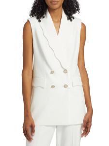 Блейзер без рукавов Daniela с фестончатыми отворотами Elie Tahari, цвет Sky White