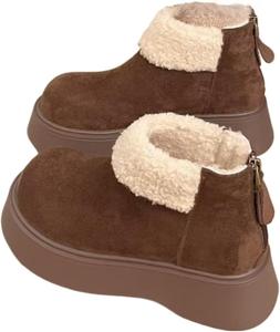 Женские зимние ботинки на платформе с меховой подкладкой, утепленные ботильоны на молнии, удобная толстая подошва, нескользящие повседневные туфли для женщин Azttoztto, Khaki