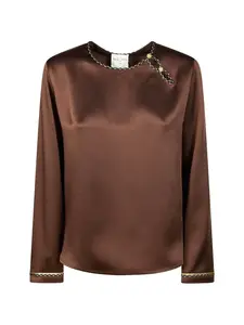 Рубашка с плетеной отделкой Forte Forte, коричневый