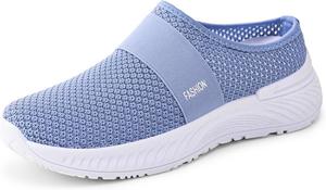 Женские тапочки слипоны мюли клоги легкие дышащие кроссовки для прогулок удобная обувь без задника быстросохнущие садовые туфли ортопедические диабетические с поддержкой свода стопы Generic, Blue