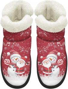 Женские зимние ботинки для снега, противоскользящие, с утепленным мехом, для ходьбы, уличные туристические ботинки Chririnla, Snowman Santa Claus