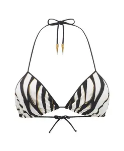 Бикини топ с золотым принтом Roberto Cavalli, мультиколор