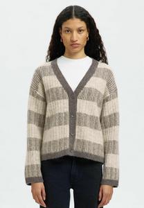 Кардиган Selected Femme SLFALVA STRIPE, Medium Grey Melange/Dark Grey