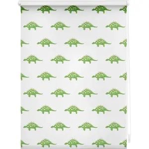 Жалюзи с боковым натяжением Rollo Klemmfix, без сверления, непрозрачные, динозавры - зеленый непрозрачные, защита от бликов | Защита от посторонних взглядов, свободно подвесные Lichtblick Original, зеленый/белый