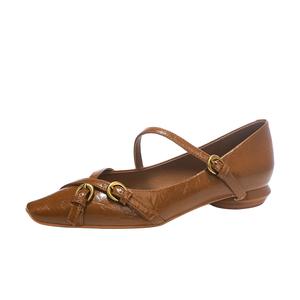 Zubumei Женские туфли Мэри Джейн на массивном каблуке 2,5 см коричневые, цвет Brown