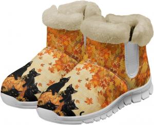 Женские зимние ботинки с мехом и рисунком животных, теплые уличные ботинки для девушек, с меховой подкладкой, удобные, легкие и противоскользящие Fuxowvby, Cat