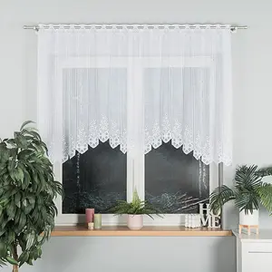 КЛЕМЕНТИНА - Готовая жаккардовая штора с подгибом по низу - 200х120 см - белая MARKIZETA HOME