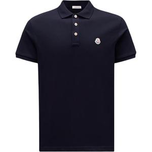 Поло с коротким рукавом и нашивкой с логотипом Moncler, темно-синий